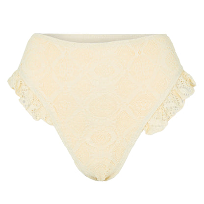 Yellow - Front - Brave Soul Womens-Ladies Crochet Panel High Waist Bikini Bottoms