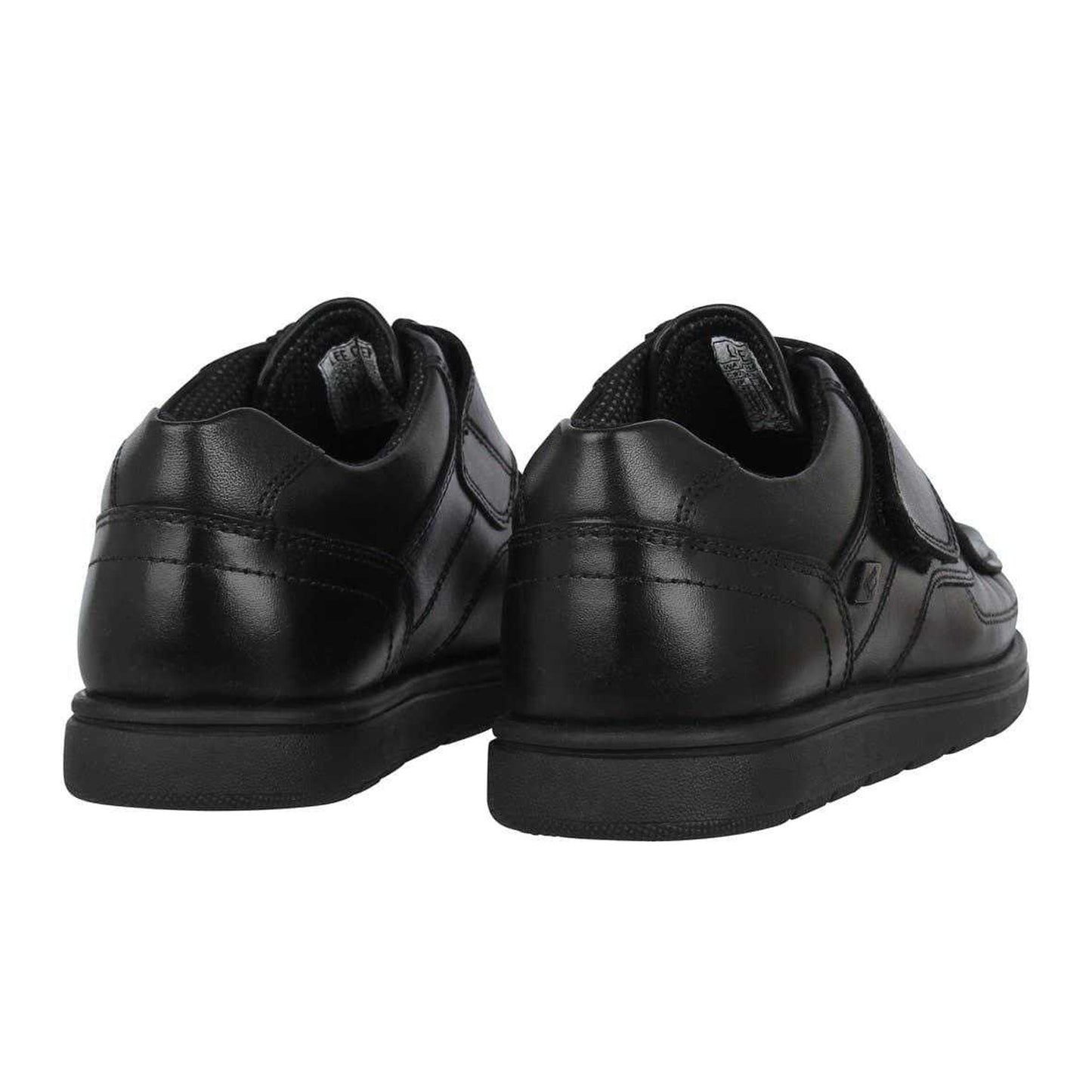 Black - Back - Lee Cooper Childrens-Kids Waltham Vel Leather School Shoes