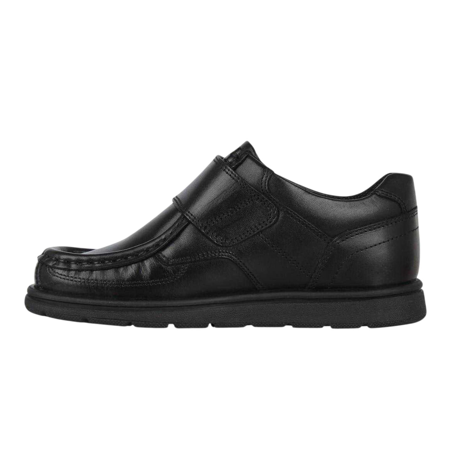 Black - Side - Lee Cooper Childrens-Kids Waltham Vel Leather School Shoes