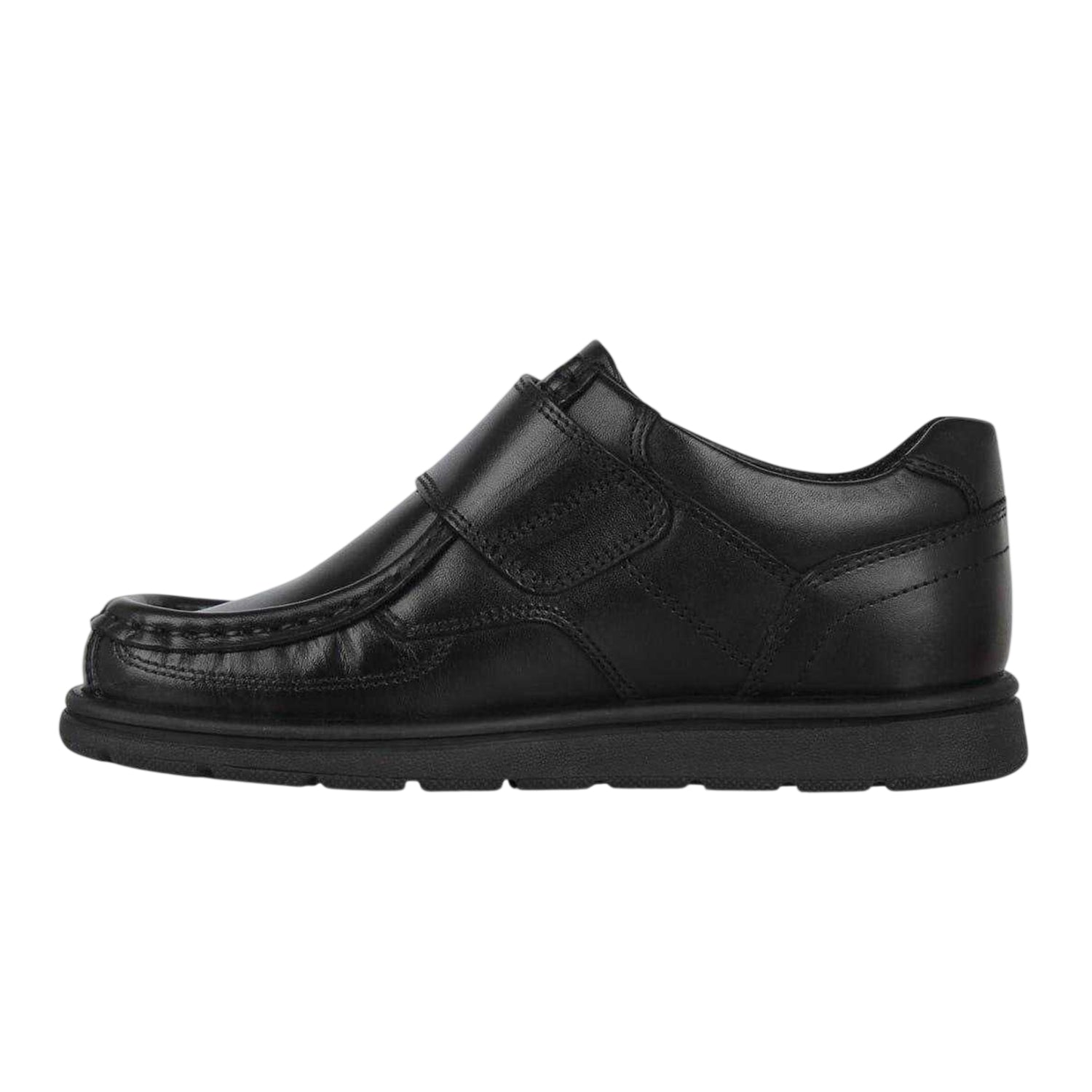 Black - Side - Lee Cooper Childrens-Kids Waltham Vel Leather School Shoes