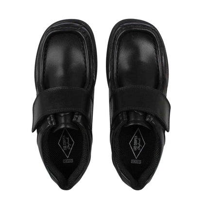 Black - Pack Shot - Lee Cooper Childrens-Kids Waltham Vel Leather School Shoes