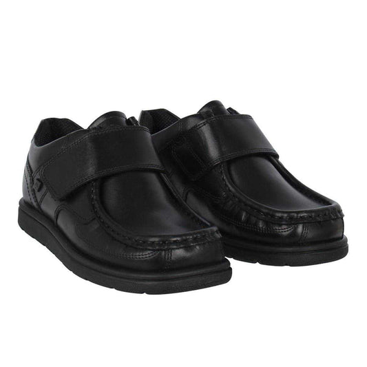 Black - Front - Lee Cooper Childrens-Kids Waltham Vel Leather School Shoes