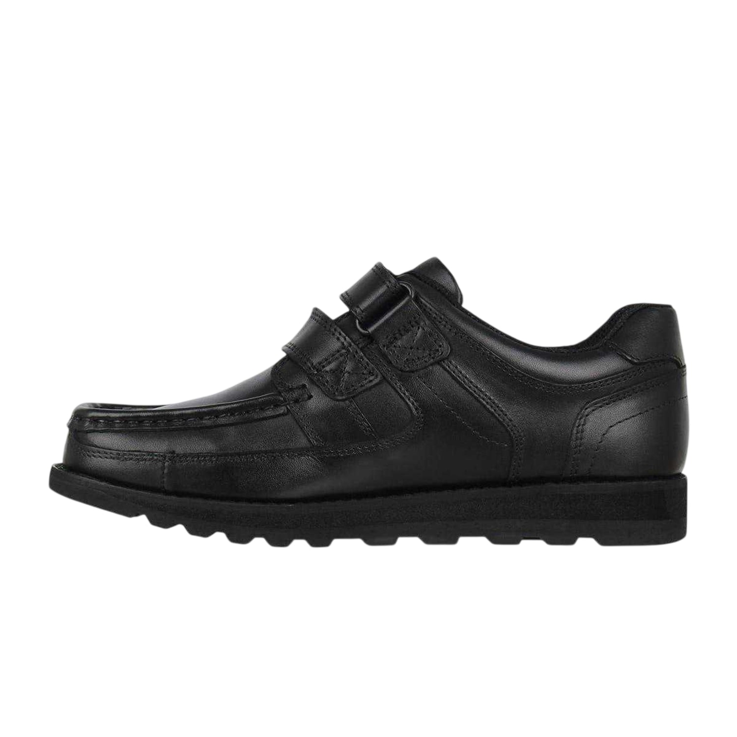 Black - Side - Lee Cooper Childrens-Kids Harrow Vel Leather Shoes
