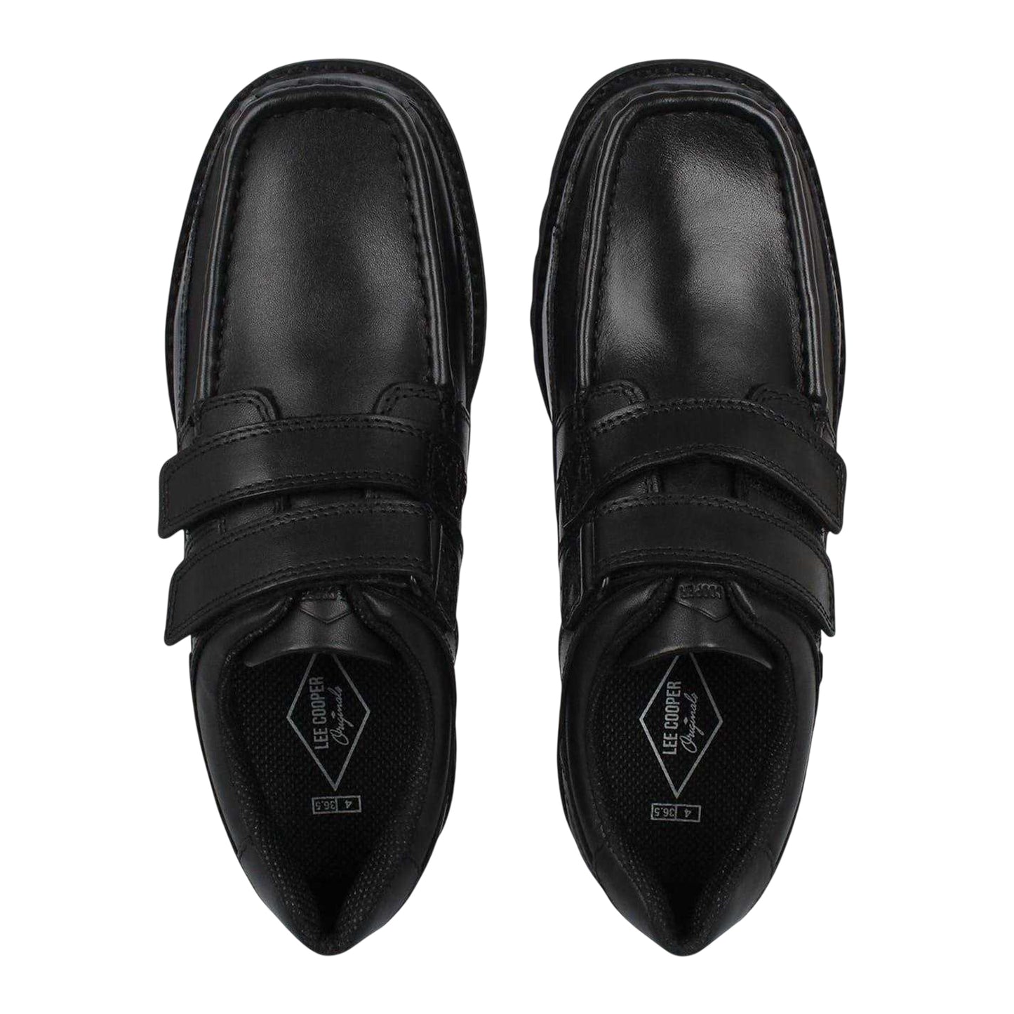 Black - Pack Shot - Lee Cooper Childrens-Kids Harrow Vel Leather Shoes