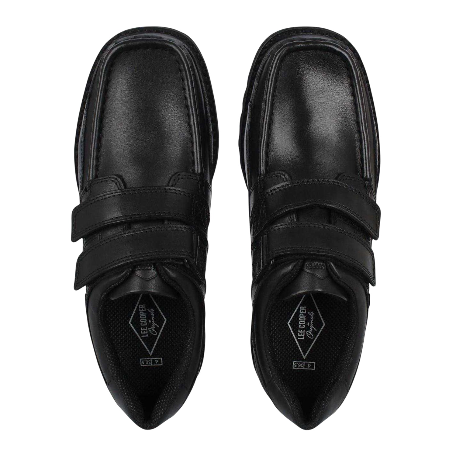 Black - Pack Shot - Lee Cooper Childrens-Kids Harrow Vel Leather Shoes