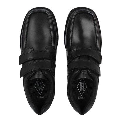 Black - Pack Shot - Lee Cooper Childrens-Kids Harrow Vel Leather Shoes