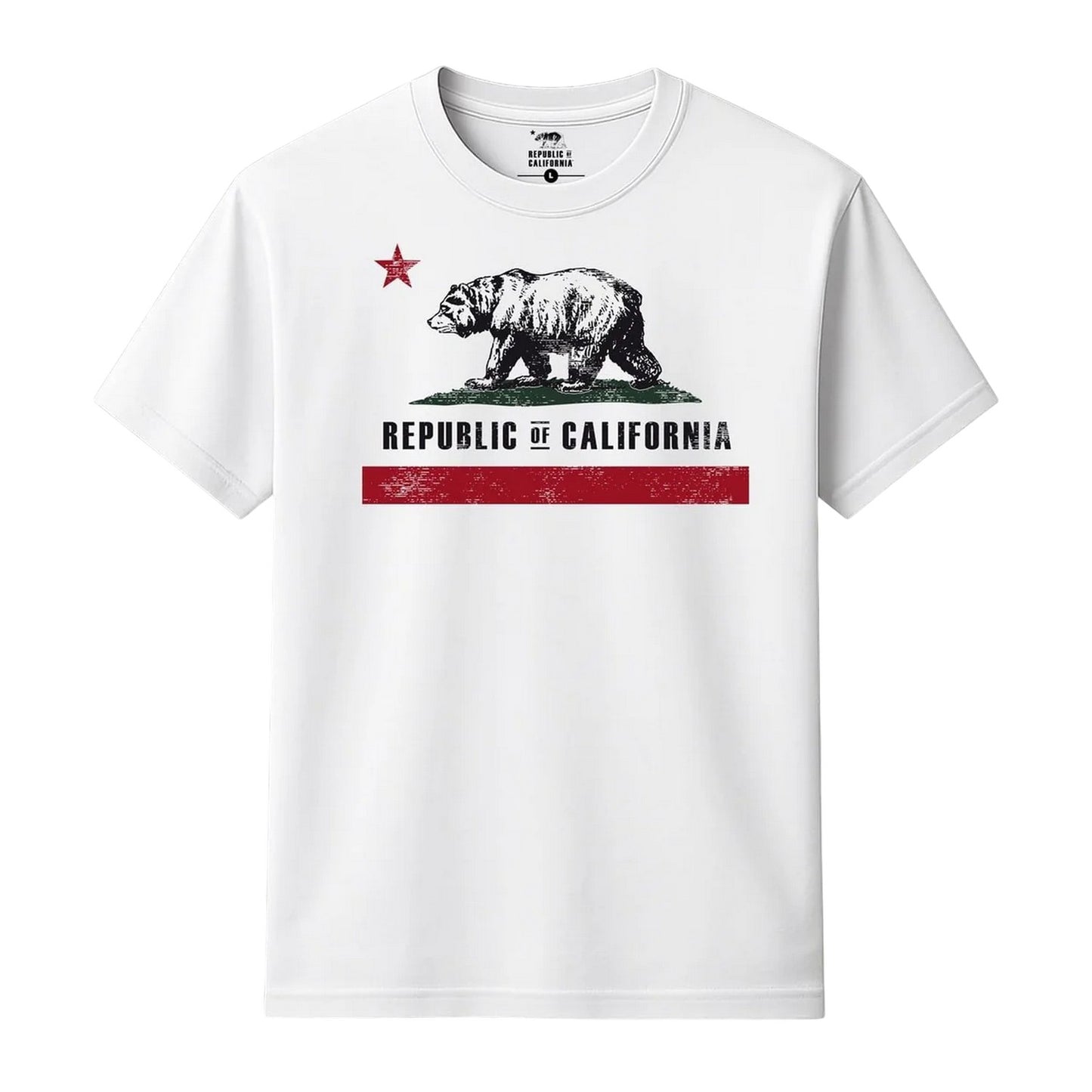 White - Front - Republic of California Mens Old Flag Graphic Print Regular T-Shirt