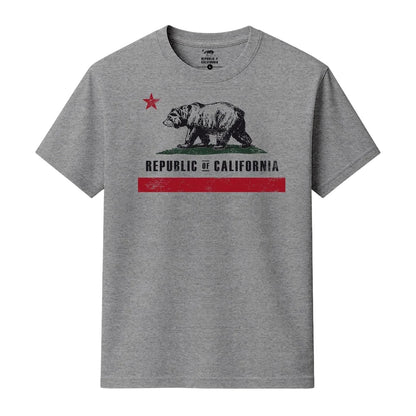 Grey Marl - Front - Republic of California Mens Old Flag Graphic Print Regular T-Shirt