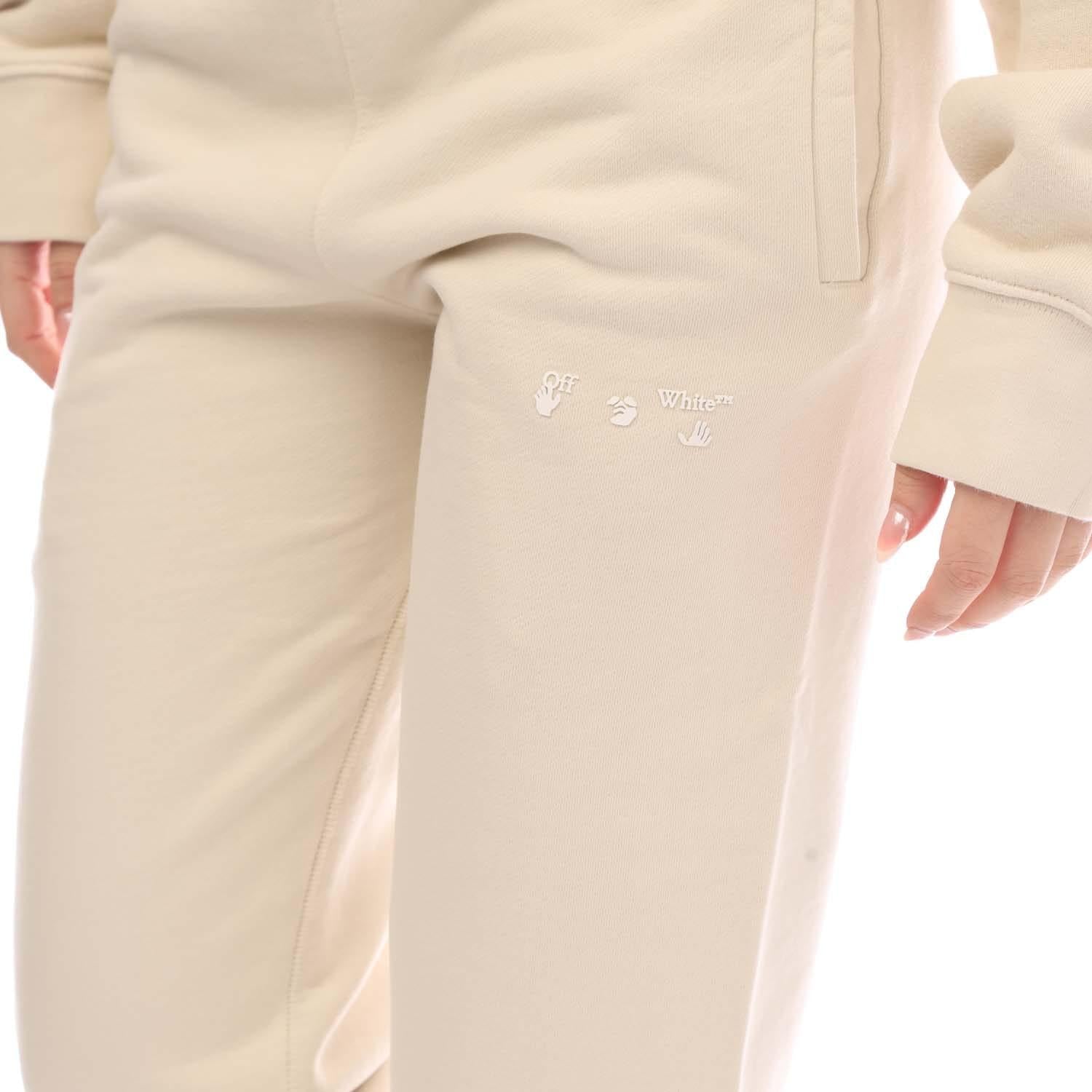 Grey-White - Side - Off White Womens-Ladies Swimming Man Jogging Bottoms