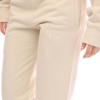 Grey-White - Side - Off White Womens-Ladies Swimming Man Jogging Bottoms