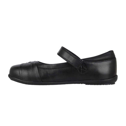 Black - Side - Lee Cooper Girls Loreto Classic Leather Flat School Shoes