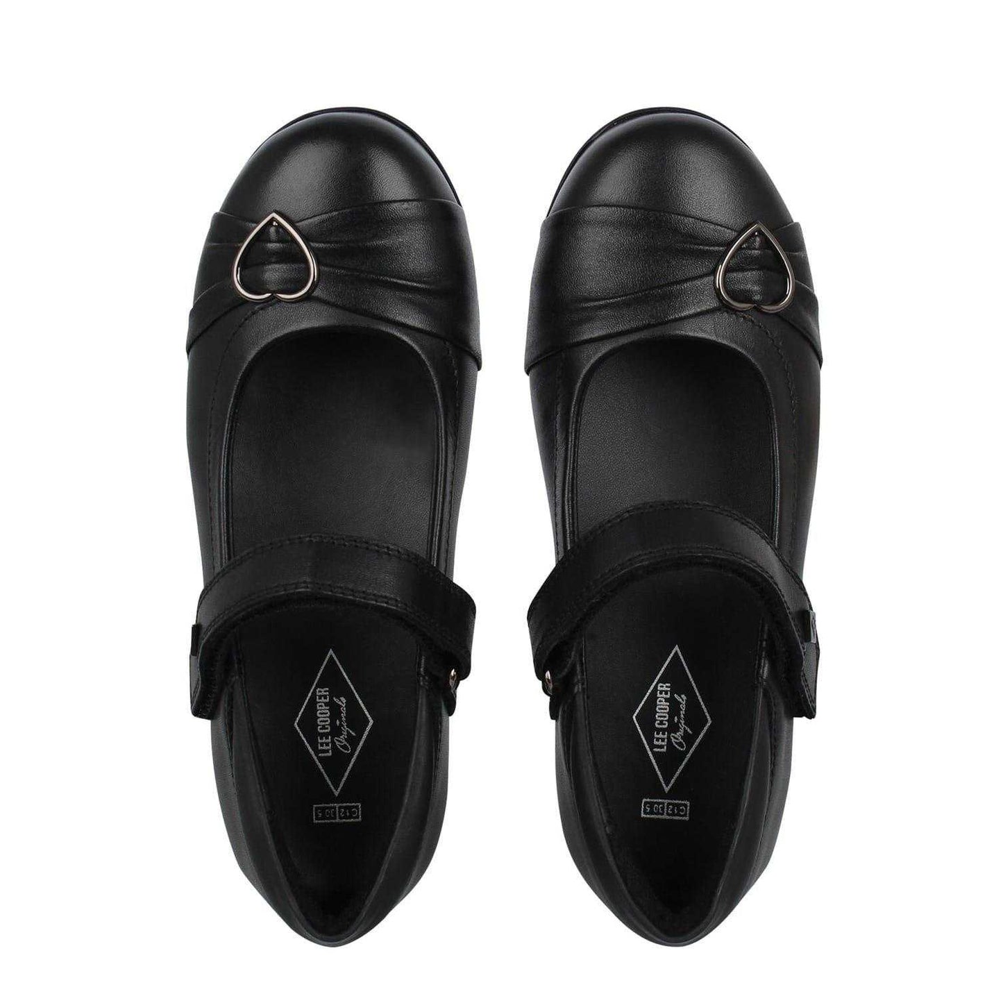 Black - Lifestyle - Lee Cooper Girls Loreto Classic Leather Flat School Shoes