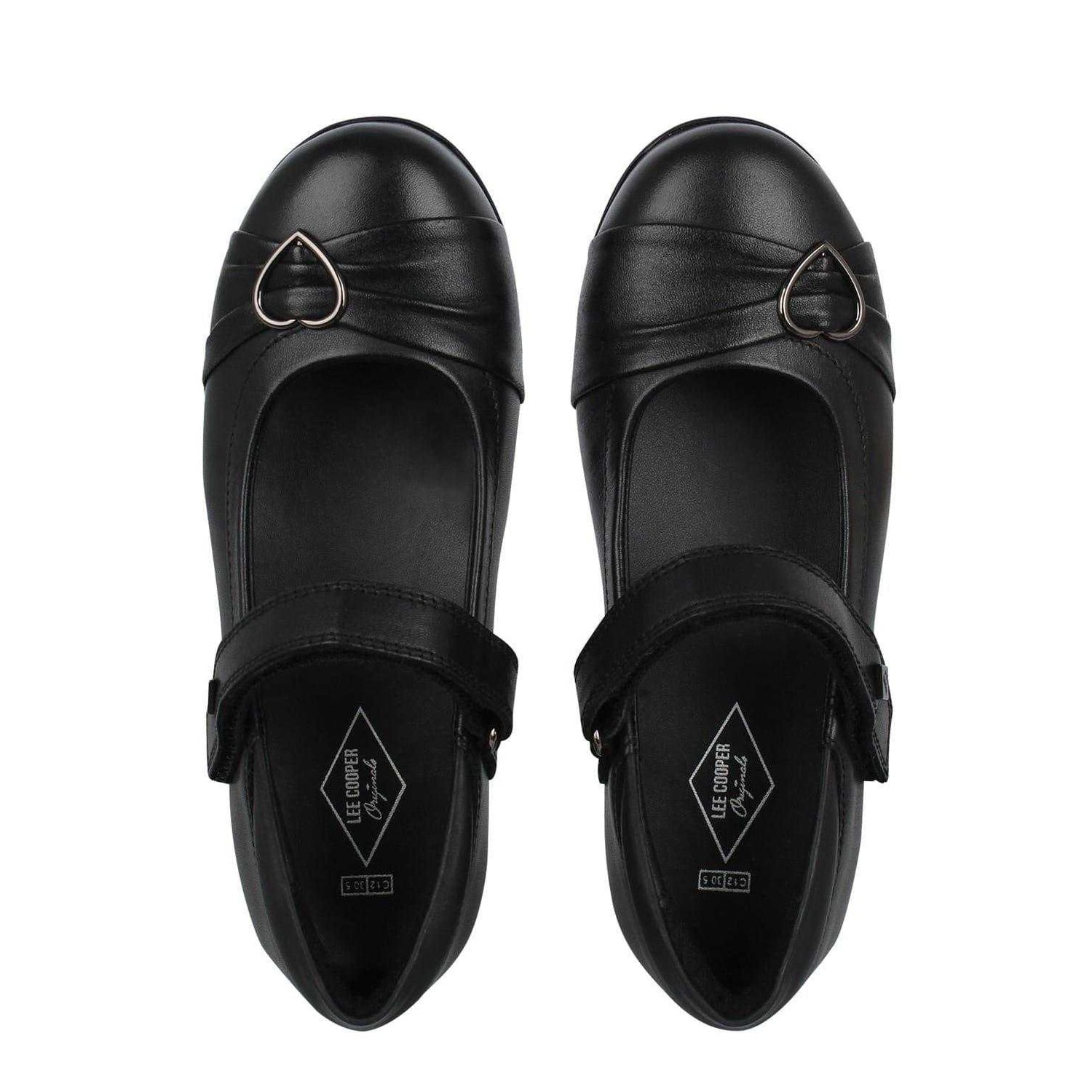 Black - Lifestyle - Lee Cooper Girls Loreto Classic Leather Flat School Shoes