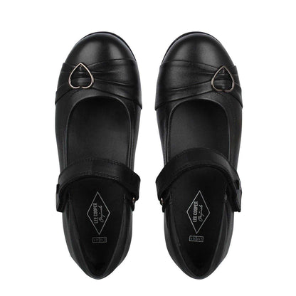 Black - Lifestyle - Lee Cooper Girls Loreto Classic Leather Flat School Shoes