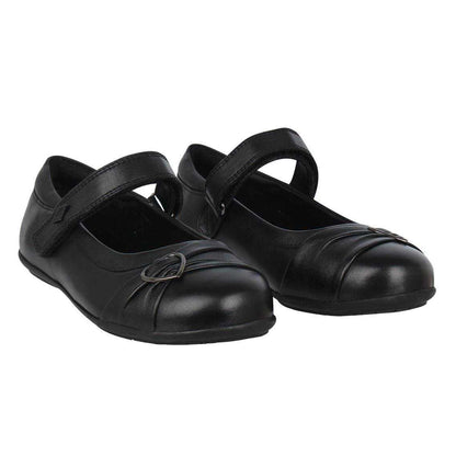 Black - Front - Lee Cooper Girls Loreto Classic Leather Flat School Shoes