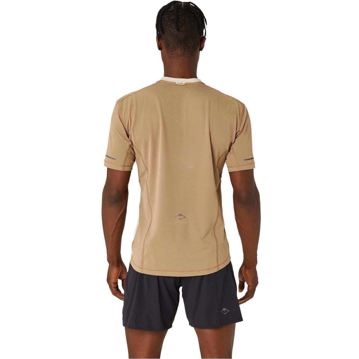 Beige - Back - Asics Mens Fujitrail Two Tone Athletic Top