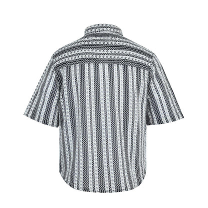 Black-White - Back - Firetrap Mens Patterned Short-Sleeved Shirt
