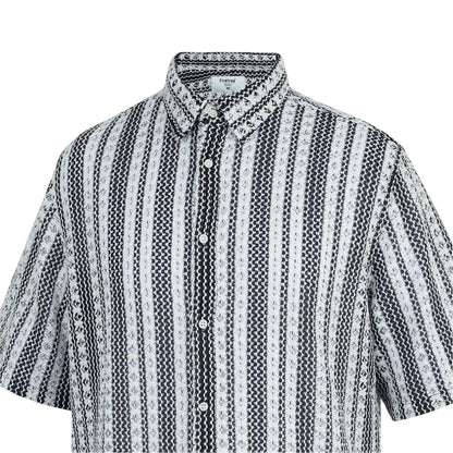 Black-White - Side - Firetrap Mens Patterned Short-Sleeved Shirt