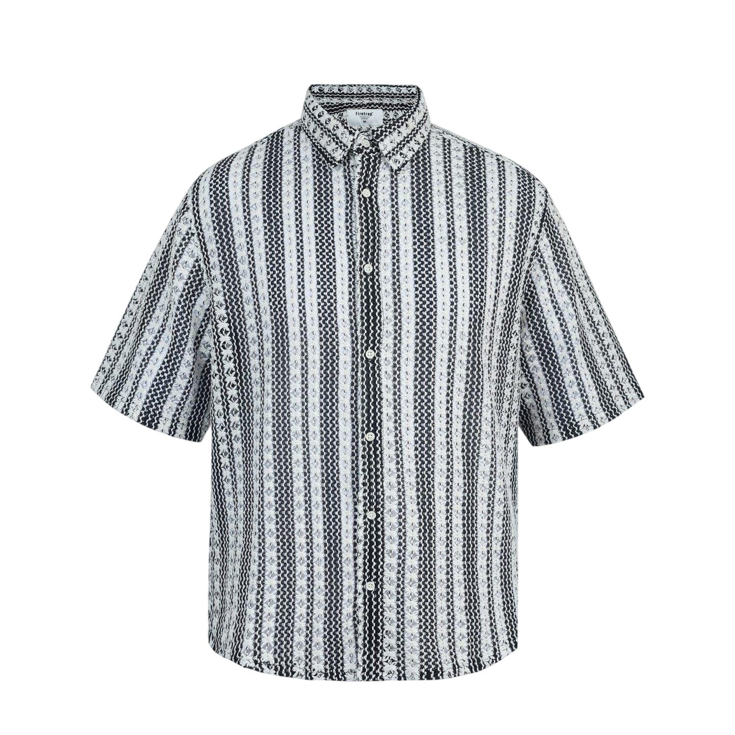 Black-White - Front - Firetrap Mens Patterned Short-Sleeved Shirt