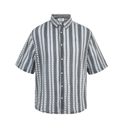 Black-White - Front - Firetrap Mens Patterned Short-Sleeved Shirt
