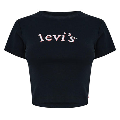 Black - Front - Levis Womens-Ladies Cropped T-Shirt