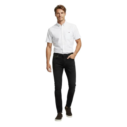White - Side - Gant Mens Classic Logo Poplin Short-Sleeved Shirt