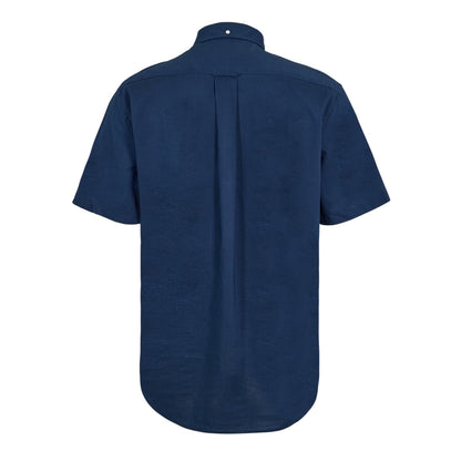 Marine Blue - Back - Gant Mens Classic Logo Poplin Short-Sleeved Shirt