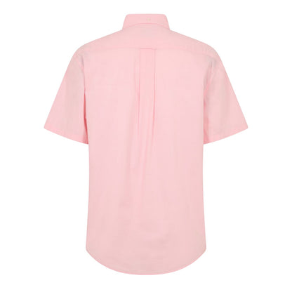 Washed-Pink - Back - Gant Mens Classic Logo Poplin Short-Sleeved Shirt