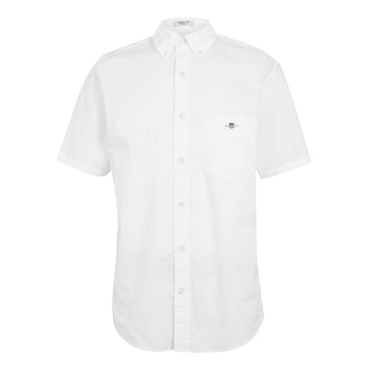 White - Front - Gant Mens Classic Logo Poplin Short-Sleeved Shirt