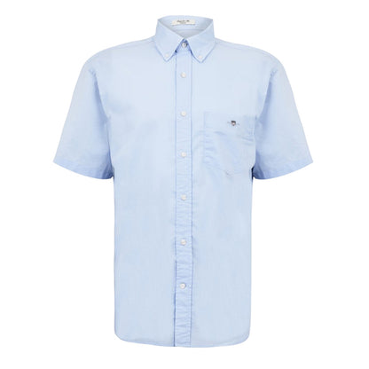 Light Blue - Front - Gant Mens Classic Logo Poplin Short-Sleeved Shirt