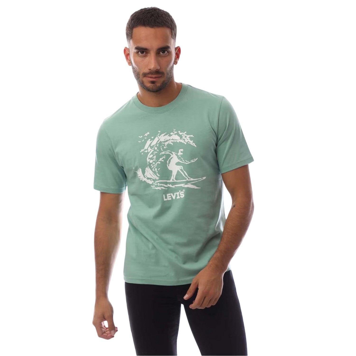 Green - Side - Levis Mens Graphic Print Crew Neck Boyfriend T-Shirt