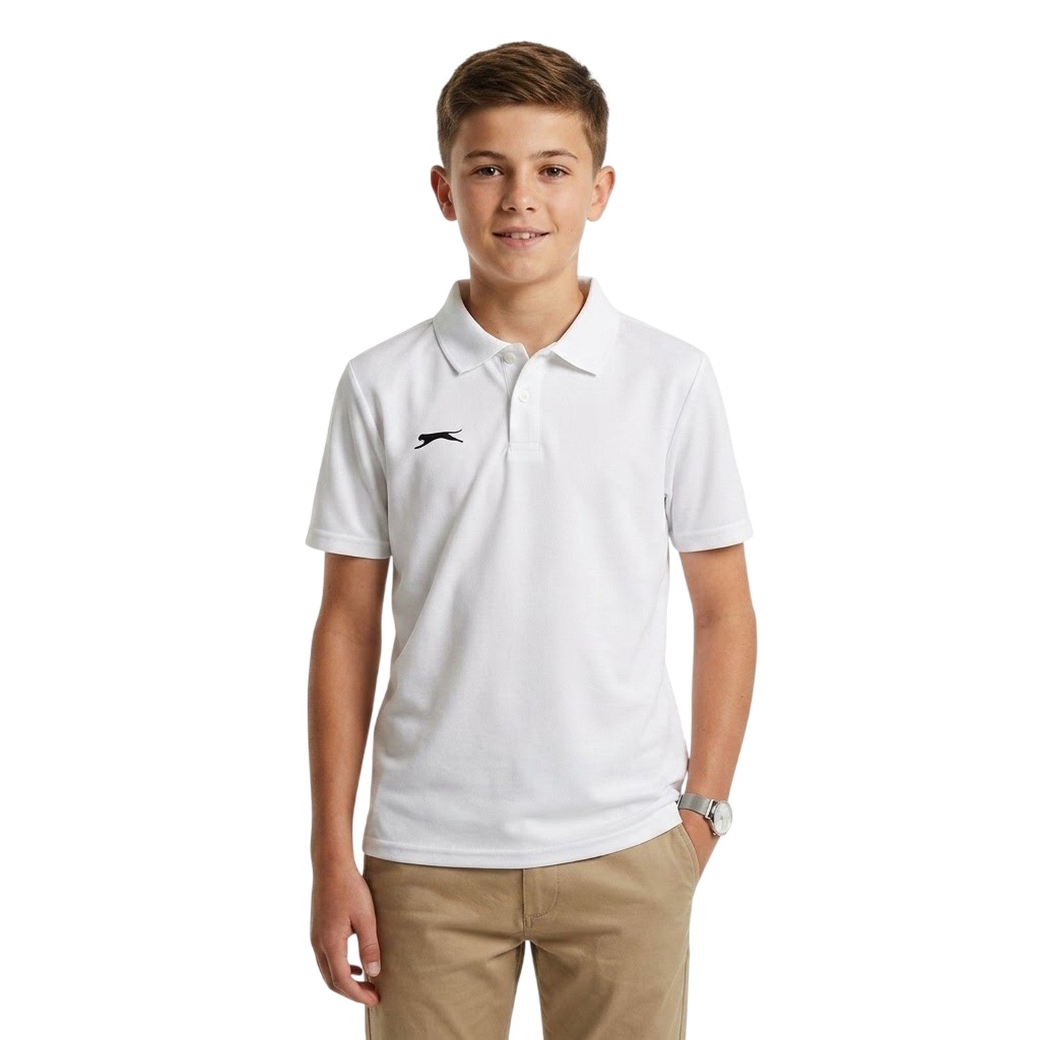Cream - Back - Slazenger Childrens-Kids Aero Logo Polo Shirt