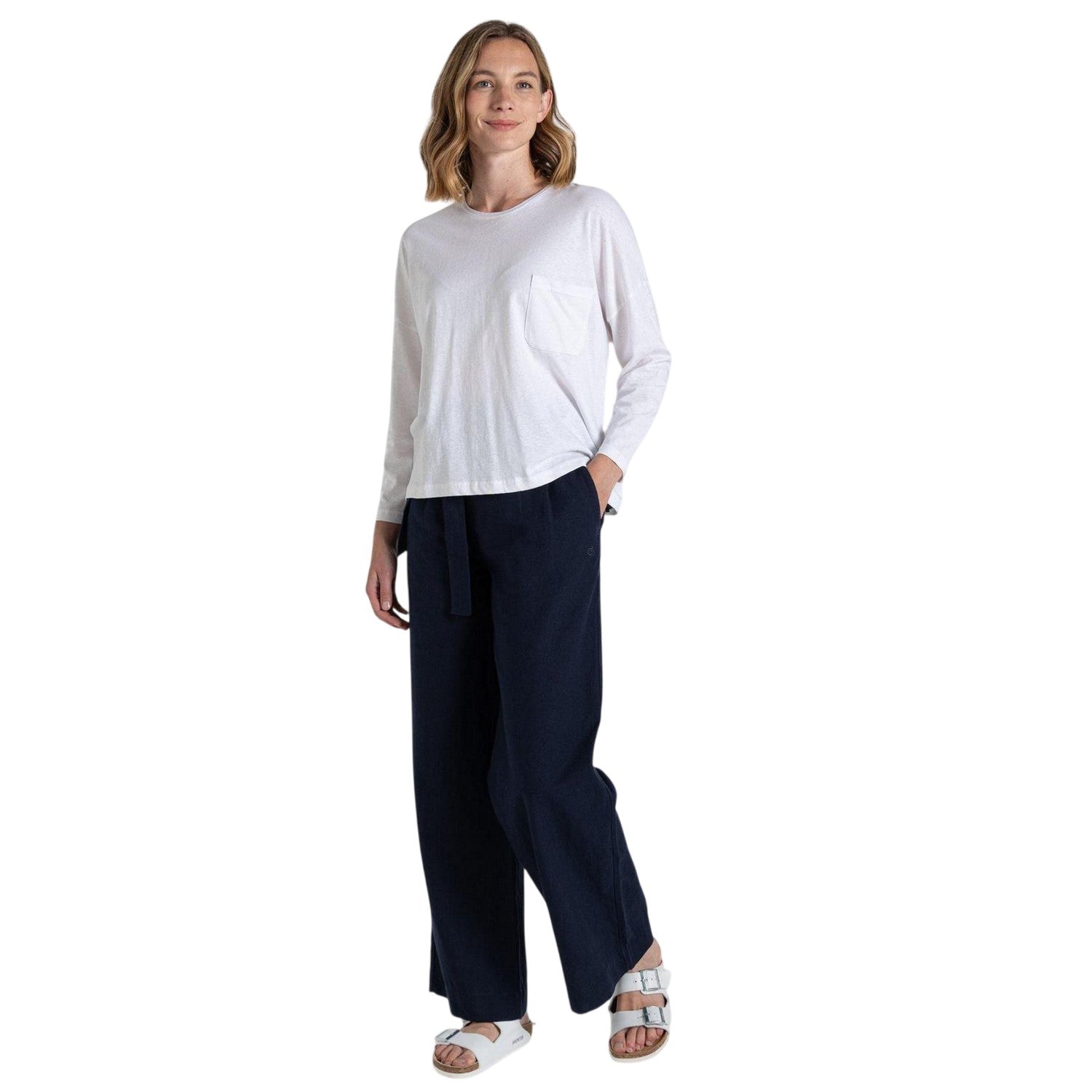 White - Side - Craghoppers Womens-Ladies Emere Long-Sleeved T-Shirt