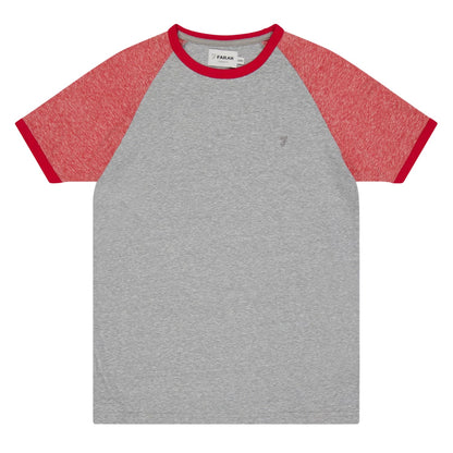 Grey - Front - Farah Mens Injection Crew Neck Raglan Baseball T-Shirt