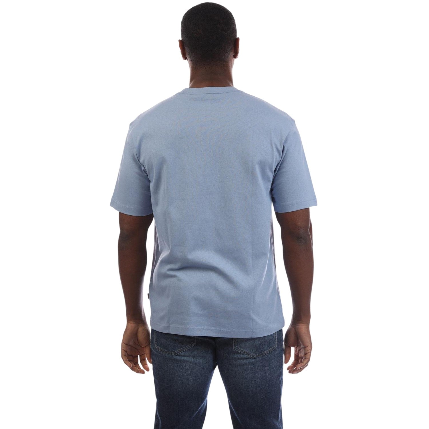 Blue - Back - Boss Mens Logo Cotton Crew Neck T-Shirt