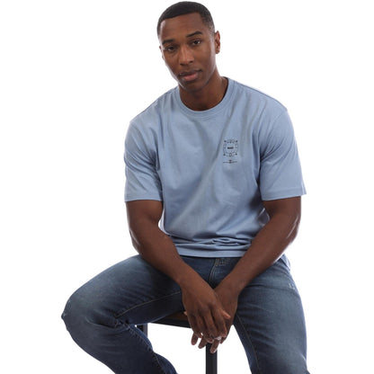 Blue - Side - Boss Mens Logo Cotton Crew Neck T-Shirt