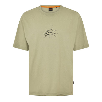 Green - Front - Boss Mens Logo Cotton Crew Neck T-Shirt
