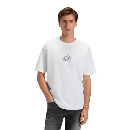 White - Back - Boss Mens Logo Cotton Crew Neck T-Shirt