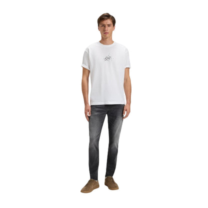 White - Side - Boss Mens Logo Cotton Crew Neck T-Shirt