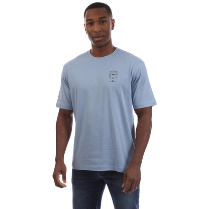 Blue - Front - Boss Mens Logo Cotton Crew Neck T-Shirt