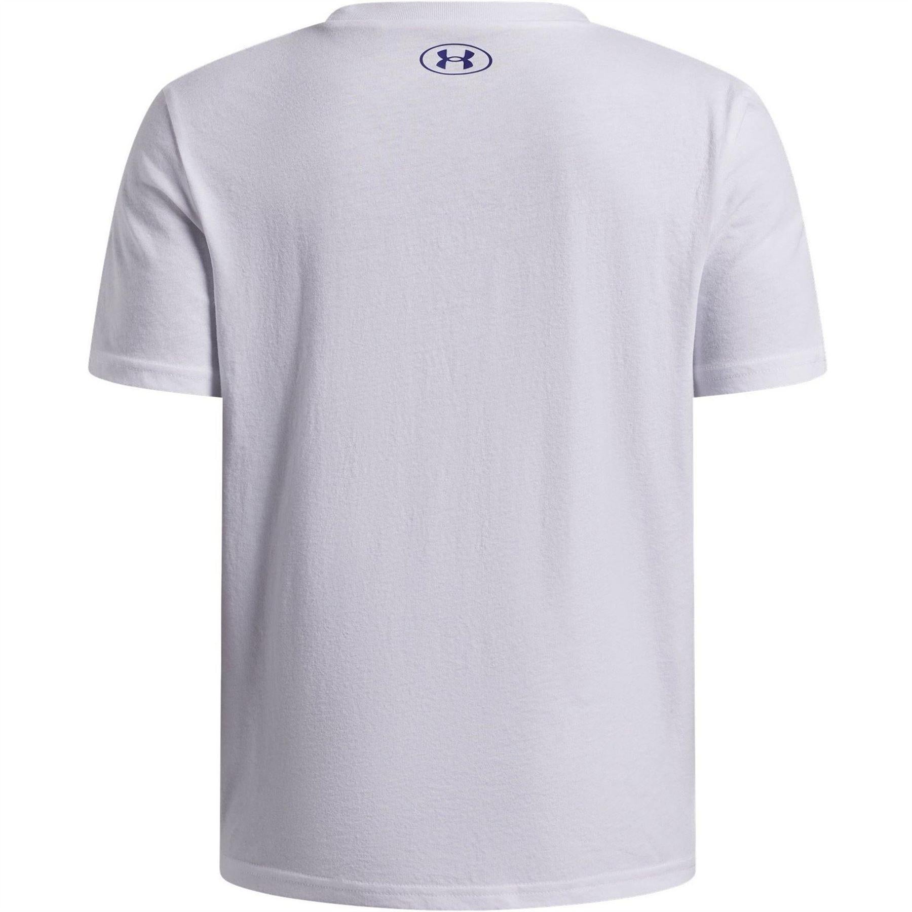White-Red - Back - Under Armour Childrens-Kids Blur Logo T-Shirt
