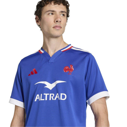 Light Blue - Side - Adidas Unisex Adult France Rugby Home Jersey