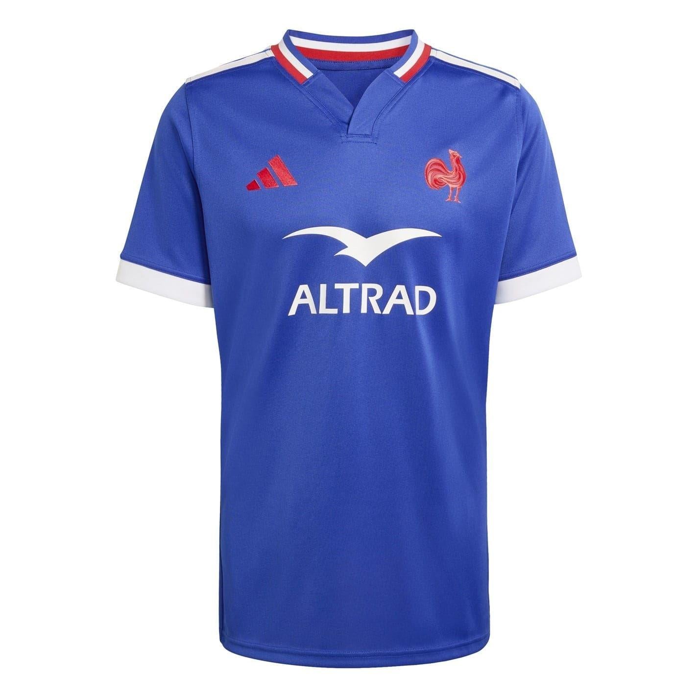 Light Blue - Front - Adidas Unisex Adult France Rugby Home Jersey