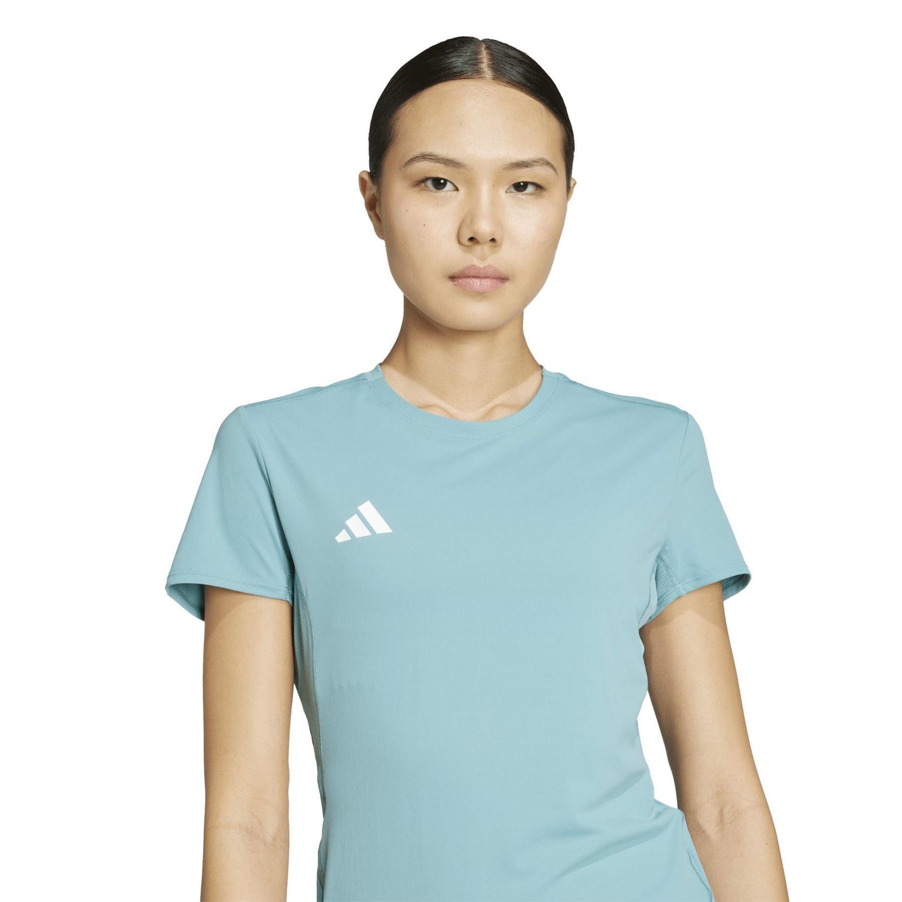 Teal - Side - Adidas Womens-Ladies Adizero Essentials Running T-Shirt