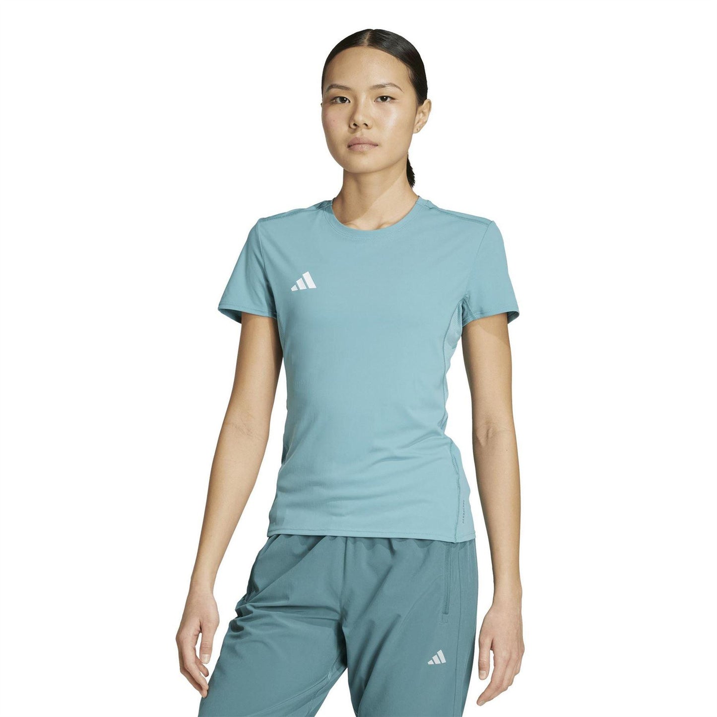 Teal - Lifestyle - Adidas Womens-Ladies Adizero Essentials Running T-Shirt