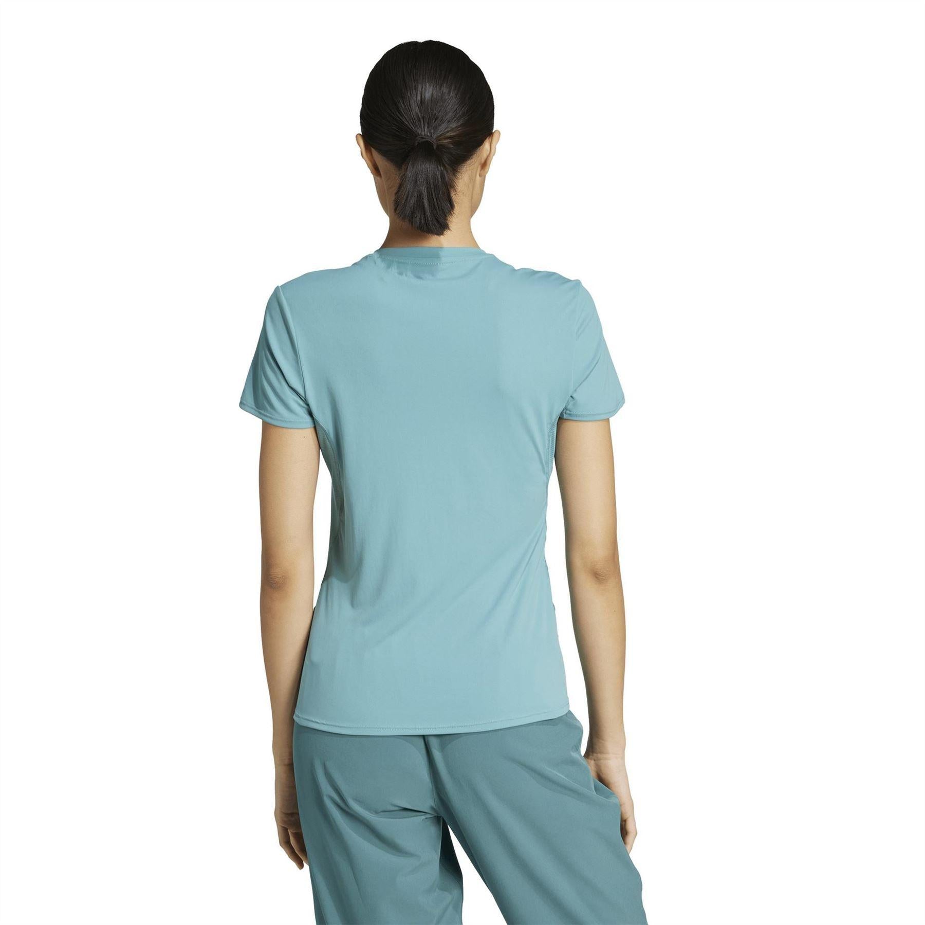 Teal - Pack Shot - Adidas Womens-Ladies Adizero Essentials Running T-Shirt