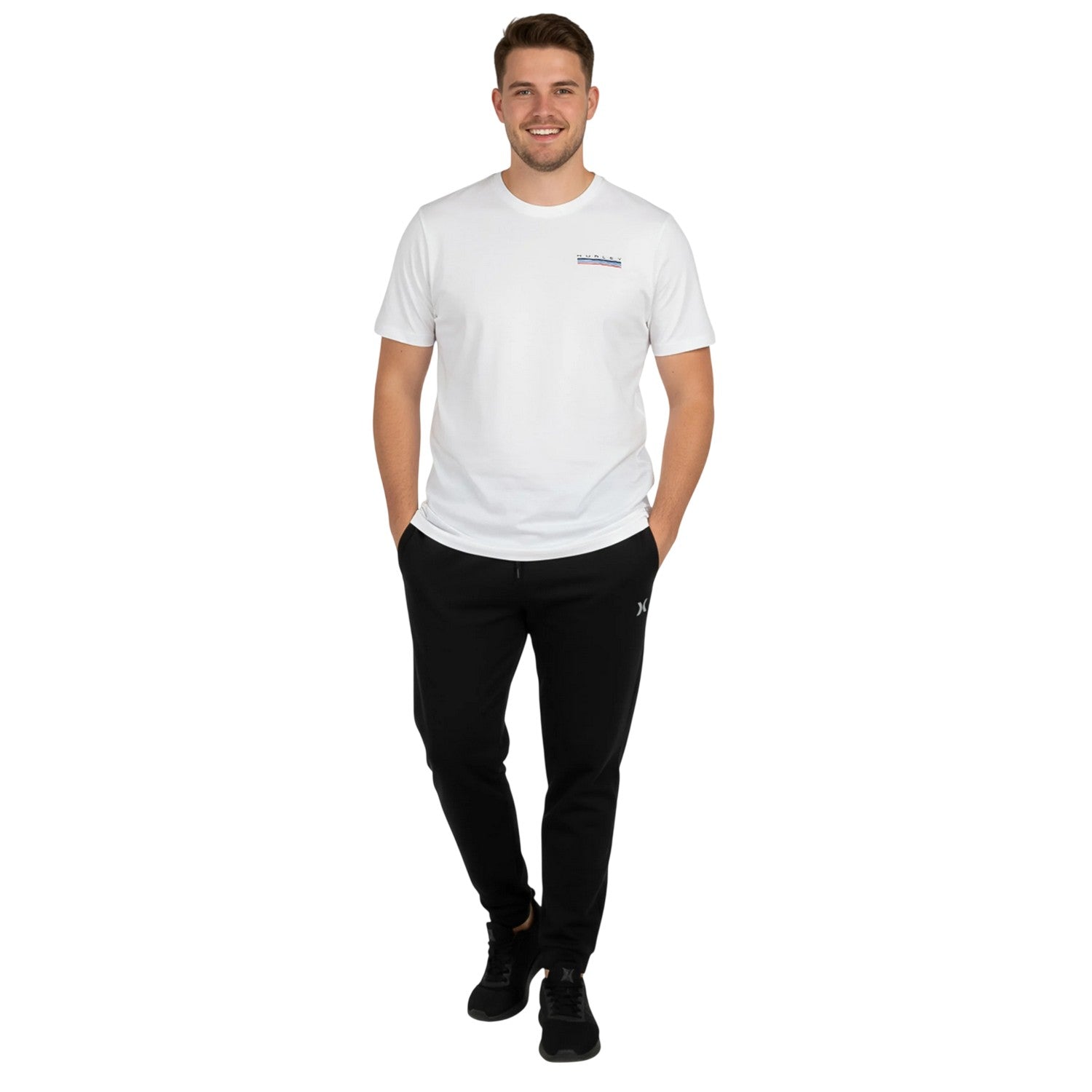 White - Lifestyle - Hurley Mens Throwback Back Print T-Shirt