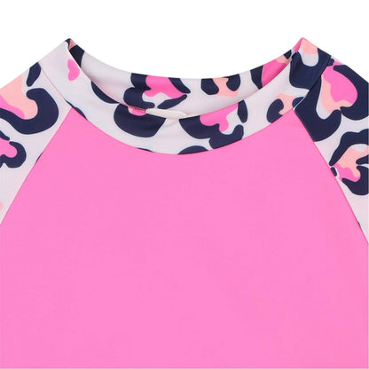 Pink - Side - Billieblush Childrens-Kids Leopard Print Boxy T-Shirt