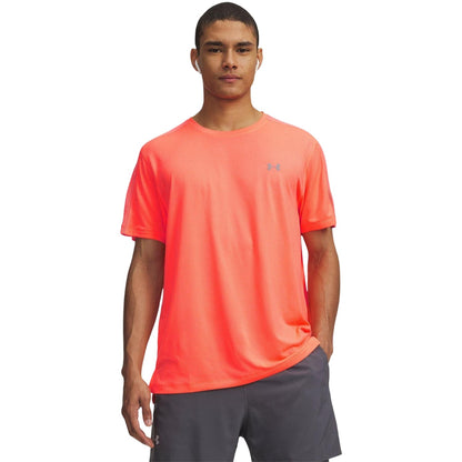 Tangerine - Side - Under Armour Mens Velociti Reflective T-Shirt