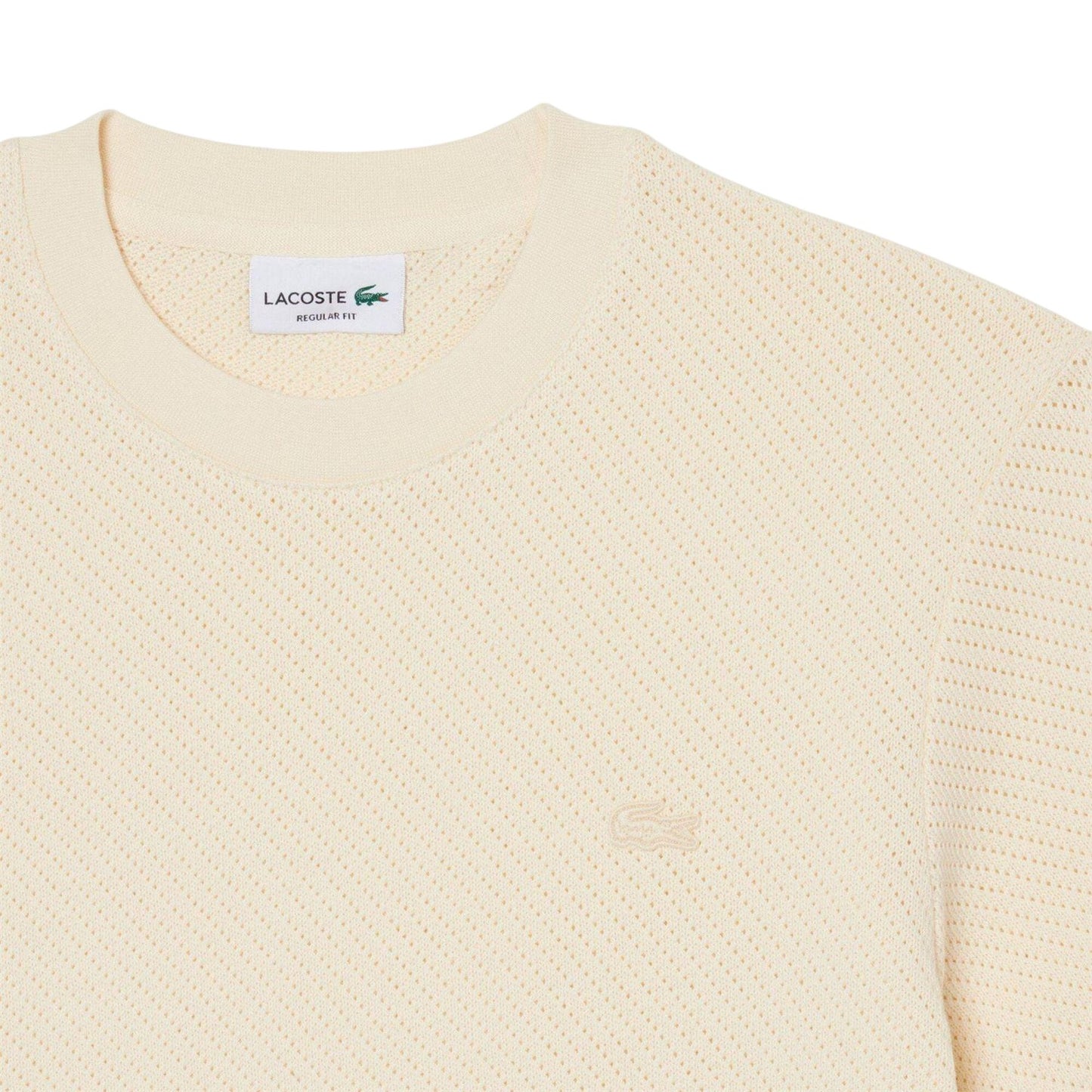 Cream - Side - Lacoste Mens Lacy Woven T-Shirt